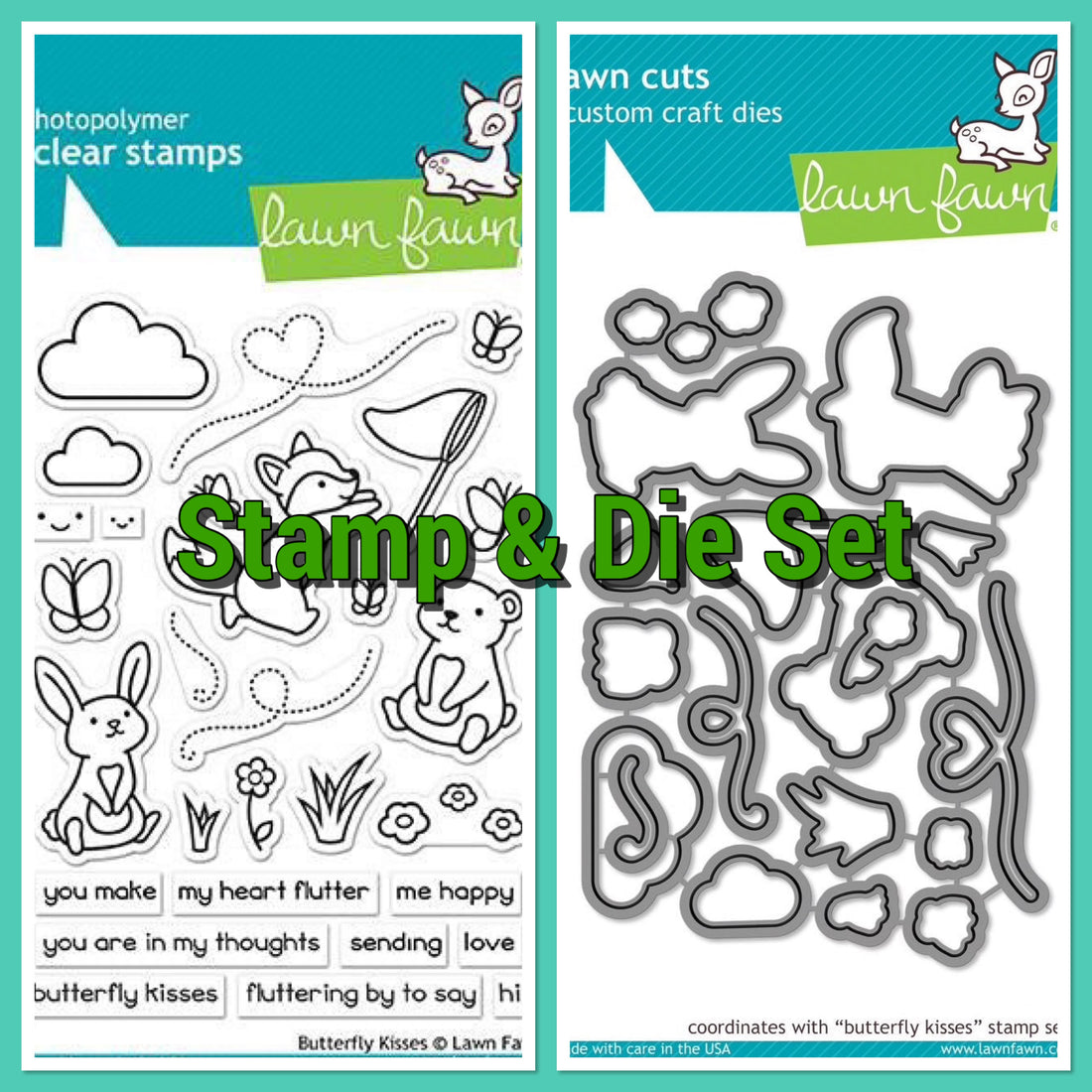 Lawn Fawn BUTTERFLY KISSES Stamps &amp; Die SET
