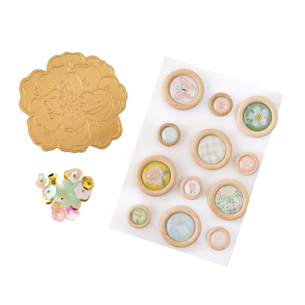 Crate Paper GINGHAM GARDEN Embellishments Sequins Buttons
