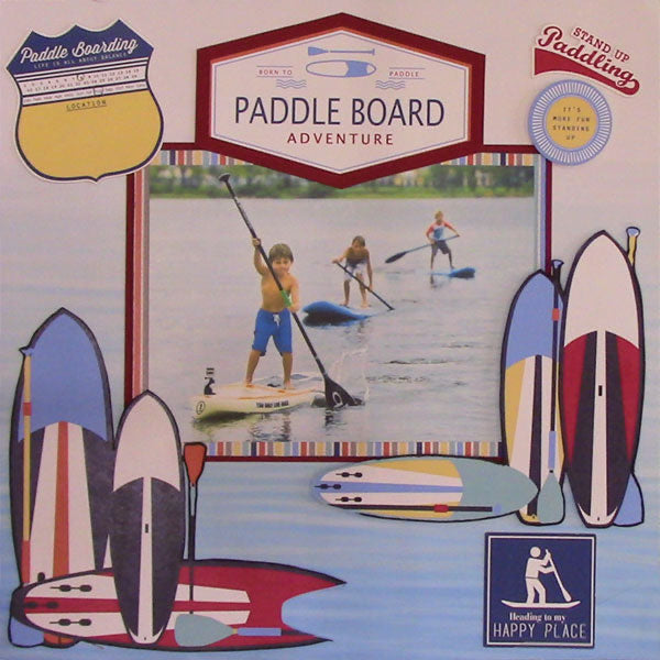 Scrapbooksrus PADDLE BOARD KIT 12"x12" Scrapbook Paper Stickers 5pc