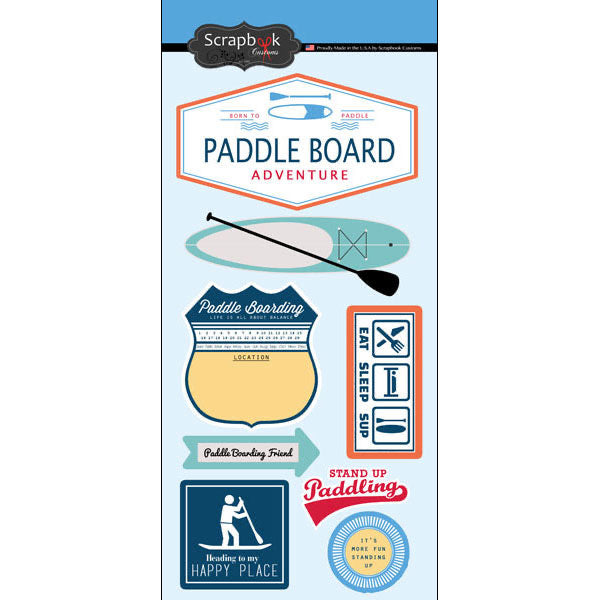 Scrapbooksrus PADDLE BOARD KIT 12"x12" Scrapbook Paper Stickers 5pc