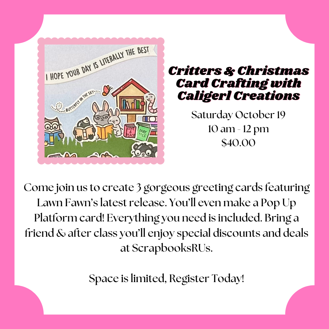 Lawn Fawn Critters & Christmas Card Crafting Class with Caligerl Creations @Scrapbooksrus