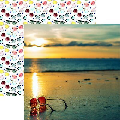 Reminisce Beach Sunglasses SUNSET 12"X12" Scrapbook Paper