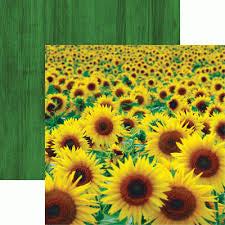 Reminisce Wildflower SUNFLOWER FIELD 12"X12" Scrapbook Paper