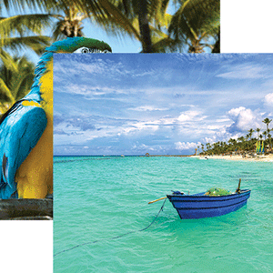 Reminisce Island Paradise FISHING BOAT 12"X12" Scrapbook Paper