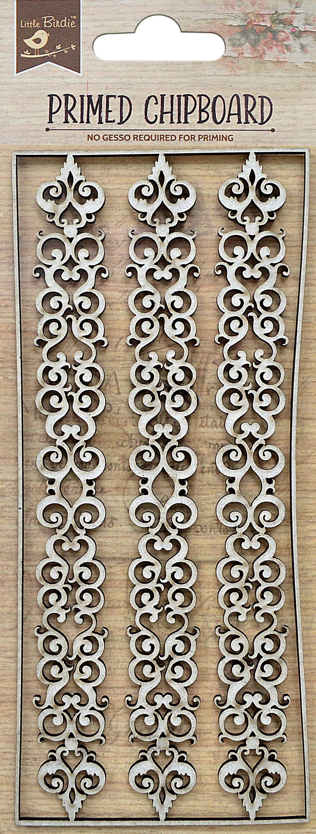 Little Birdie Primed Chipboard ORNATE SCROLLS 1pc