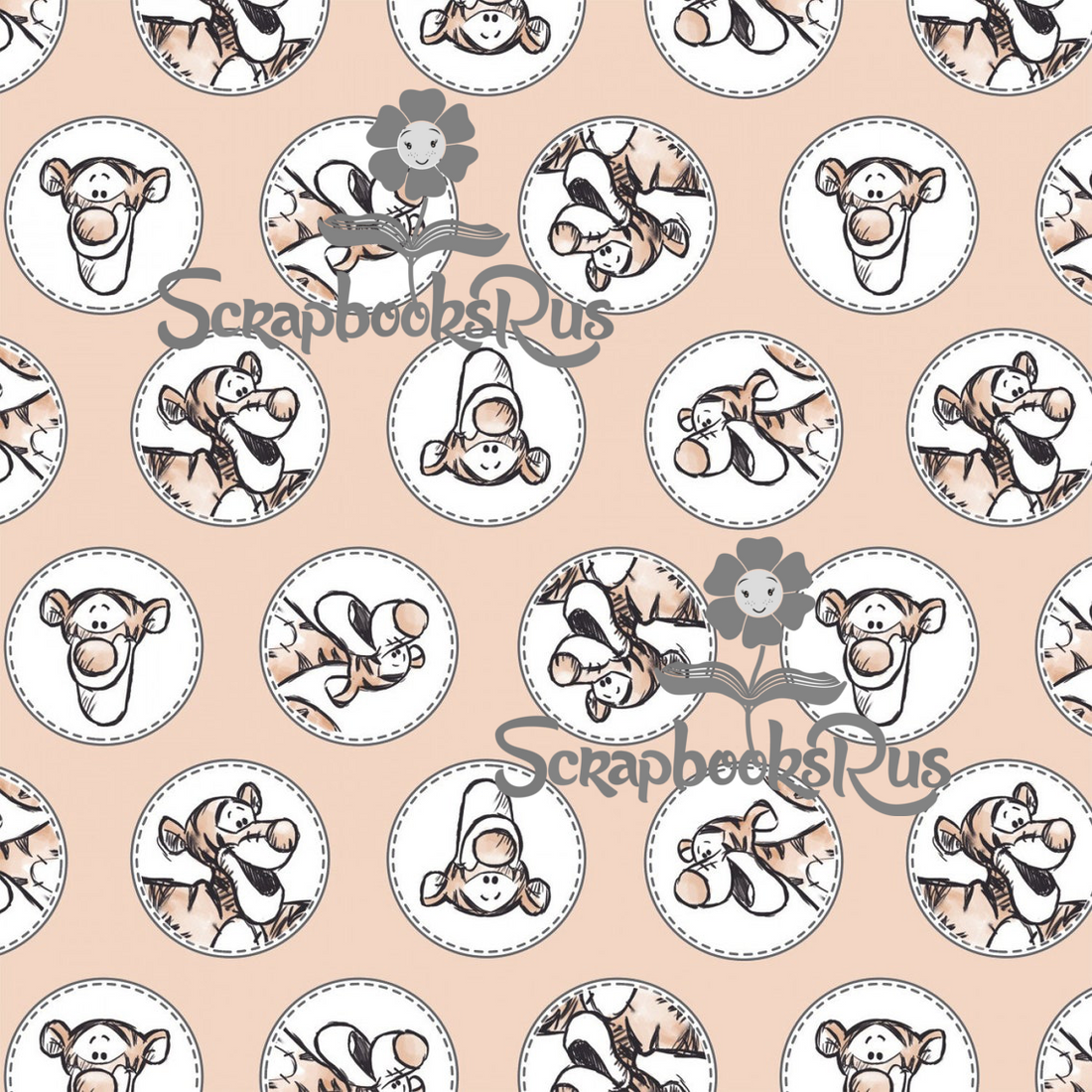 Winnie the Pooh TIGGER CLASSIC CIRCLES 12"X12" Scrapbook Paper