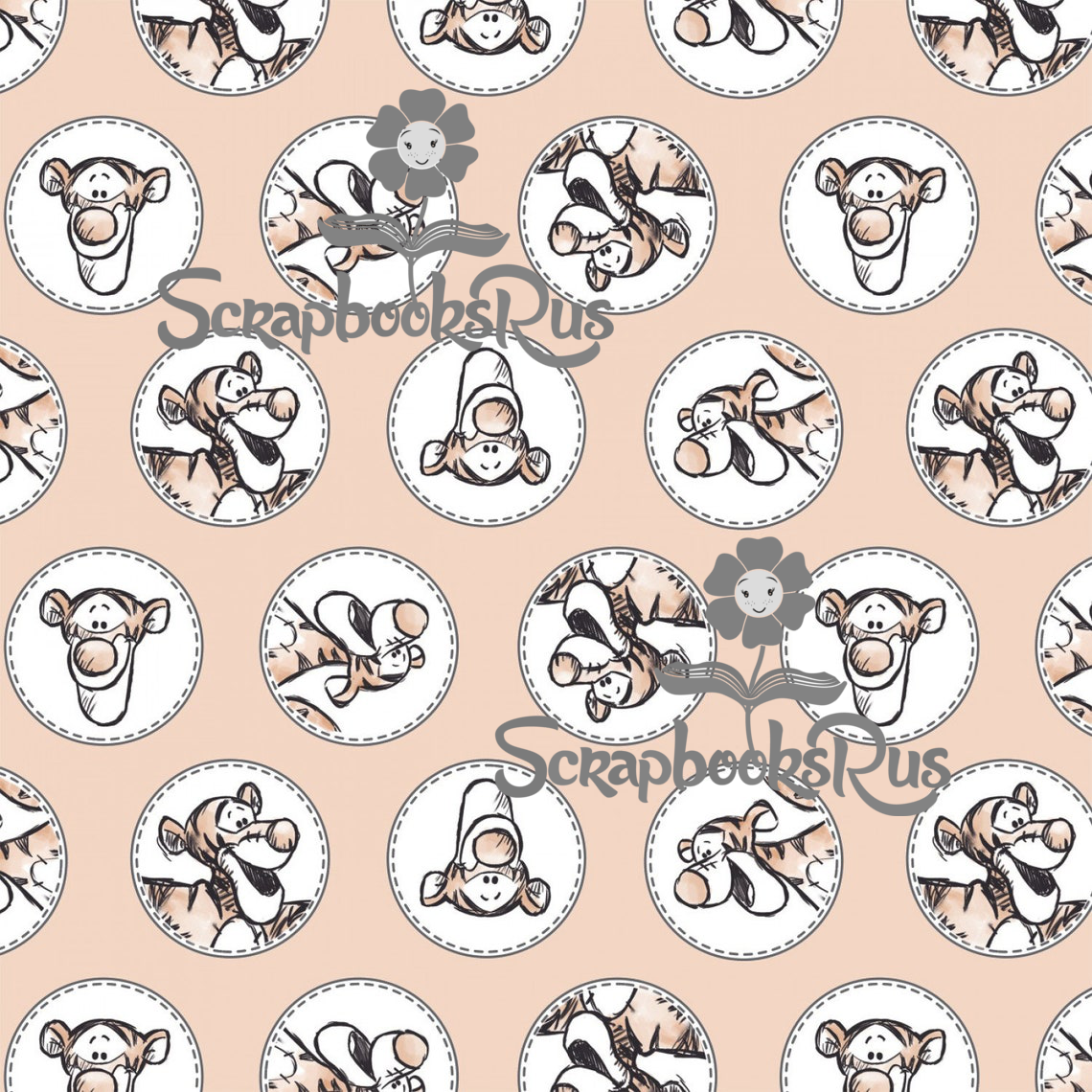 Winnie the Pooh TIGGER CLASSIC CIRCLES 12"X12" Scrapbook Paper
