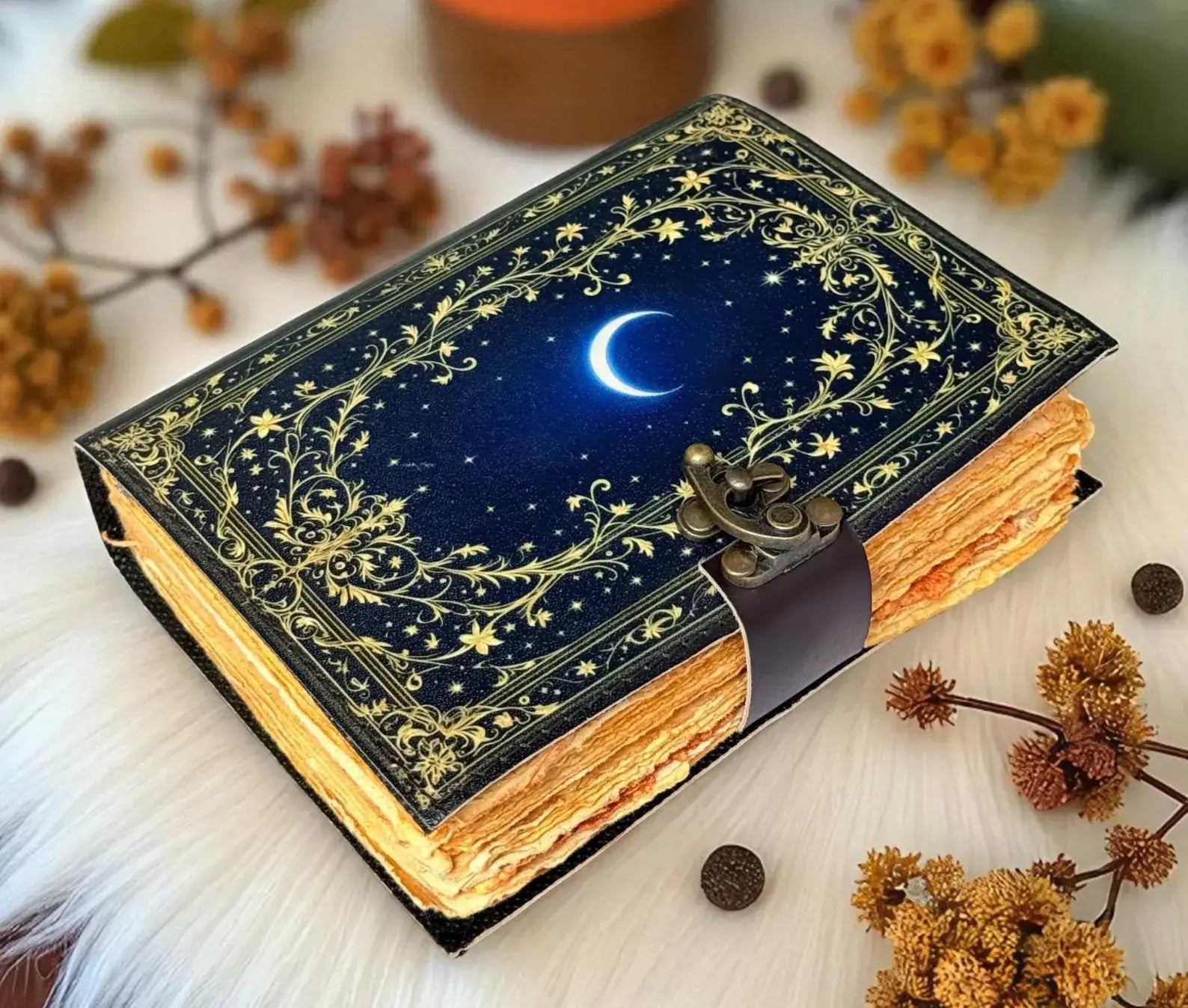 Soft Leather Journal Grimoire WICCAN MOON Book of Shadow A7