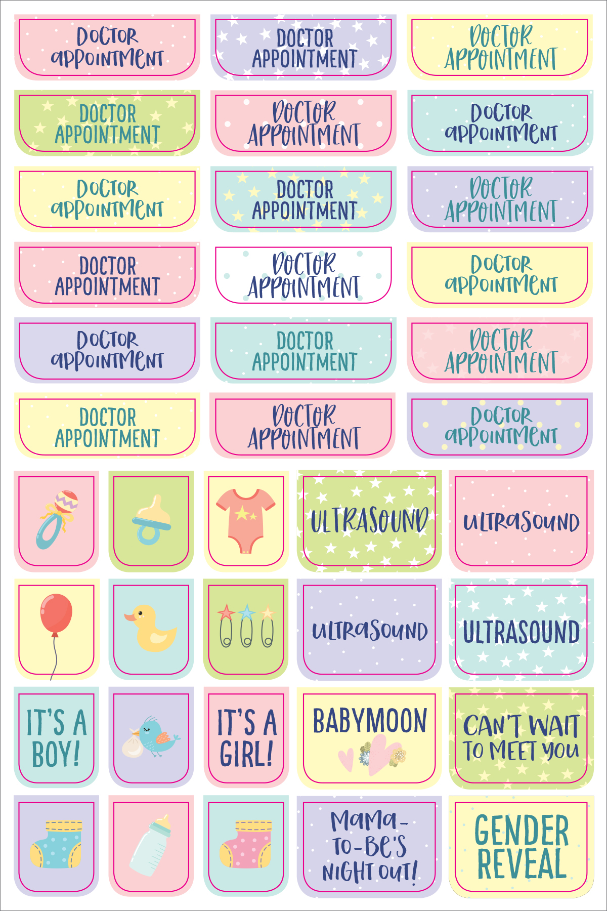 Peter Pauper Planner Stickers PREGNANCY BABY Essentials