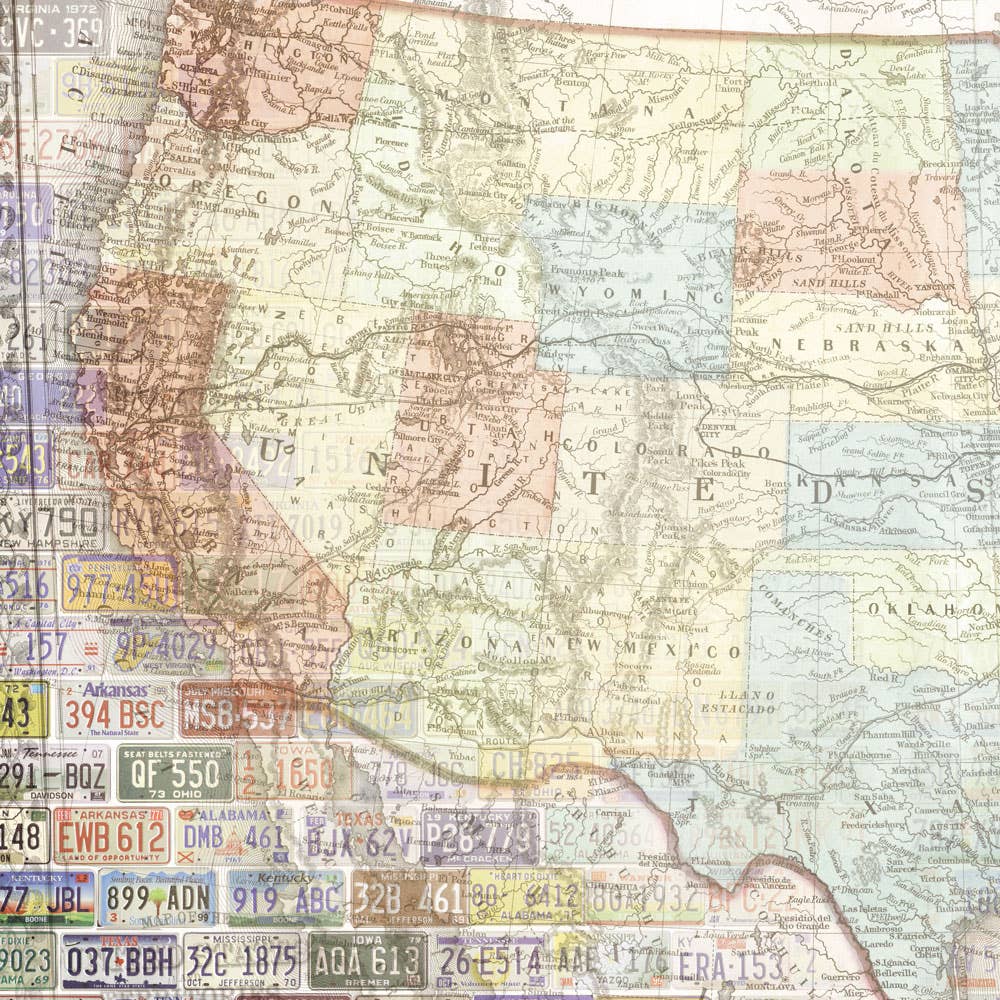 Paper House UNITED STATES MAP 12X12 Scrapbook Paper
