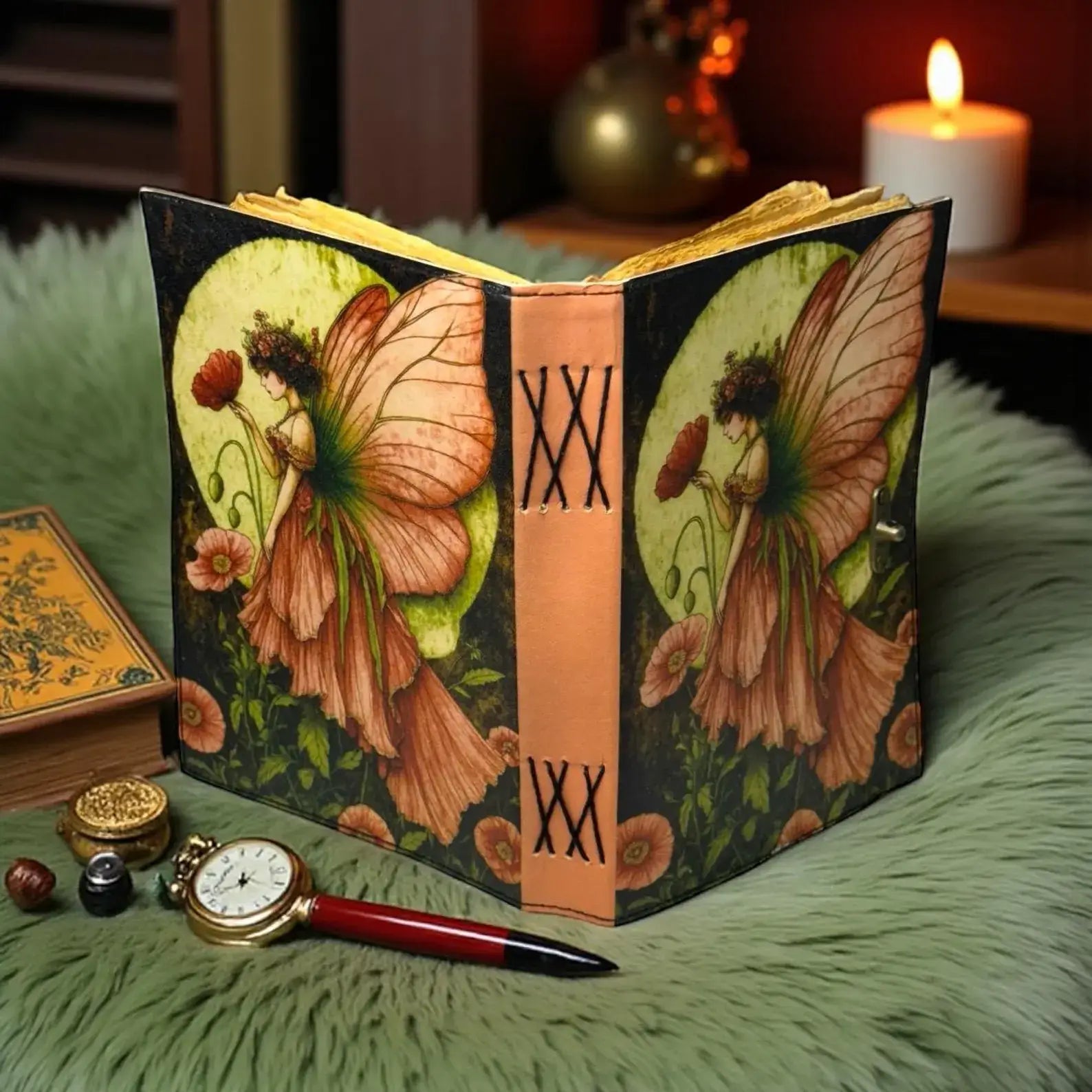 Soft Leather Journal Grimoire WICCAN FAIRY Lock Blank A7