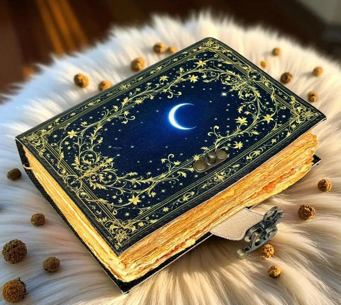 Soft Leather Journal Grimoire WICCAN MOON Book of Shadow A7