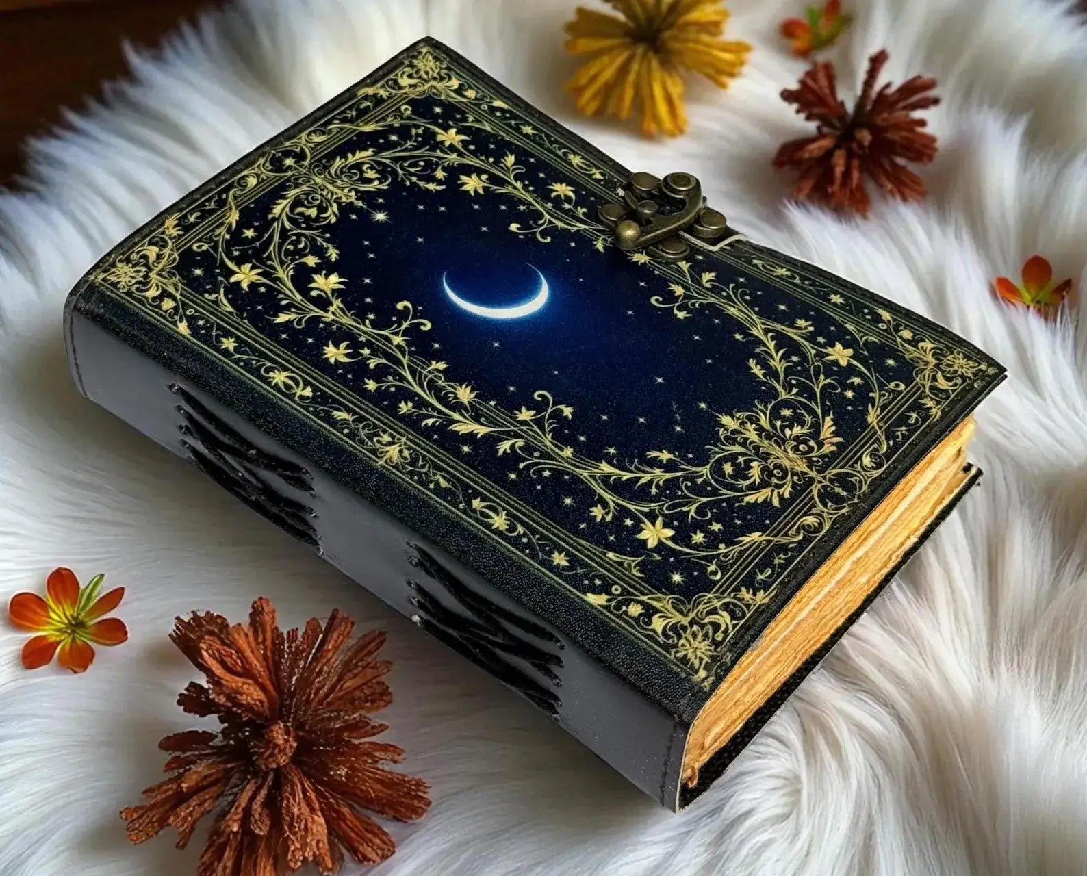 Soft Leather Journal Grimoire WICCAN MOON Book of Shadow A7