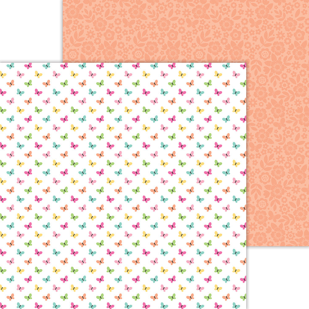 Doodlebug Hello Again BITTY BUTTERFLIES 12"X12" Cardstock Paper