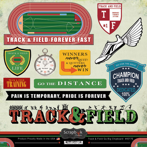 Scrapbook Customs TRACK & FIELD GO BIG STICKER 11pc.