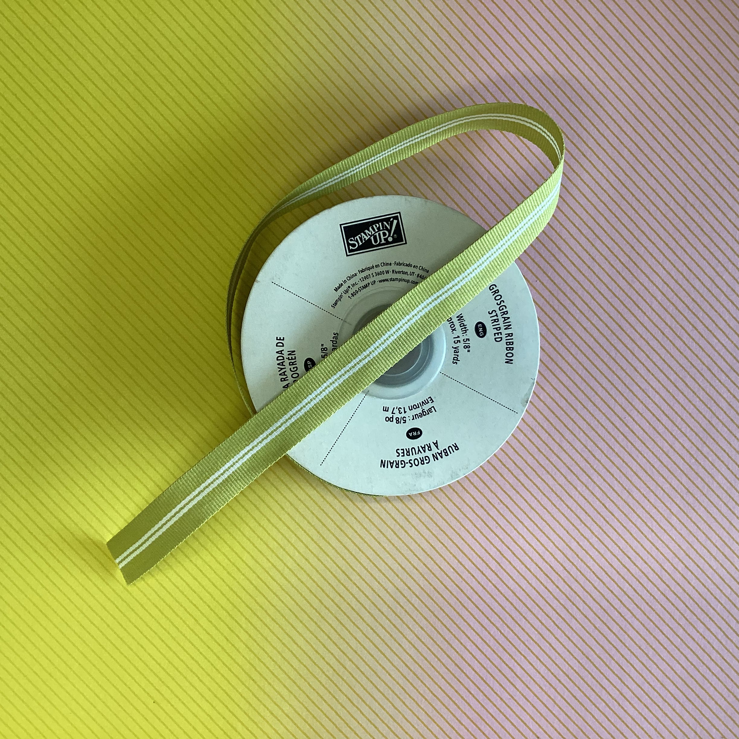 Stampin Up Ribbon 1 yard 5/8" wide GROSGRAIN STRIPED