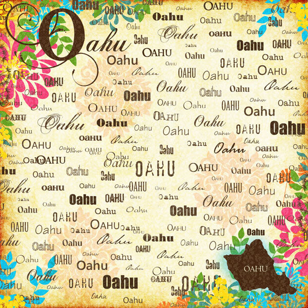 Scrapbook Customs OAHU HAWAII MINI KIT Papers and Stickers 4pc