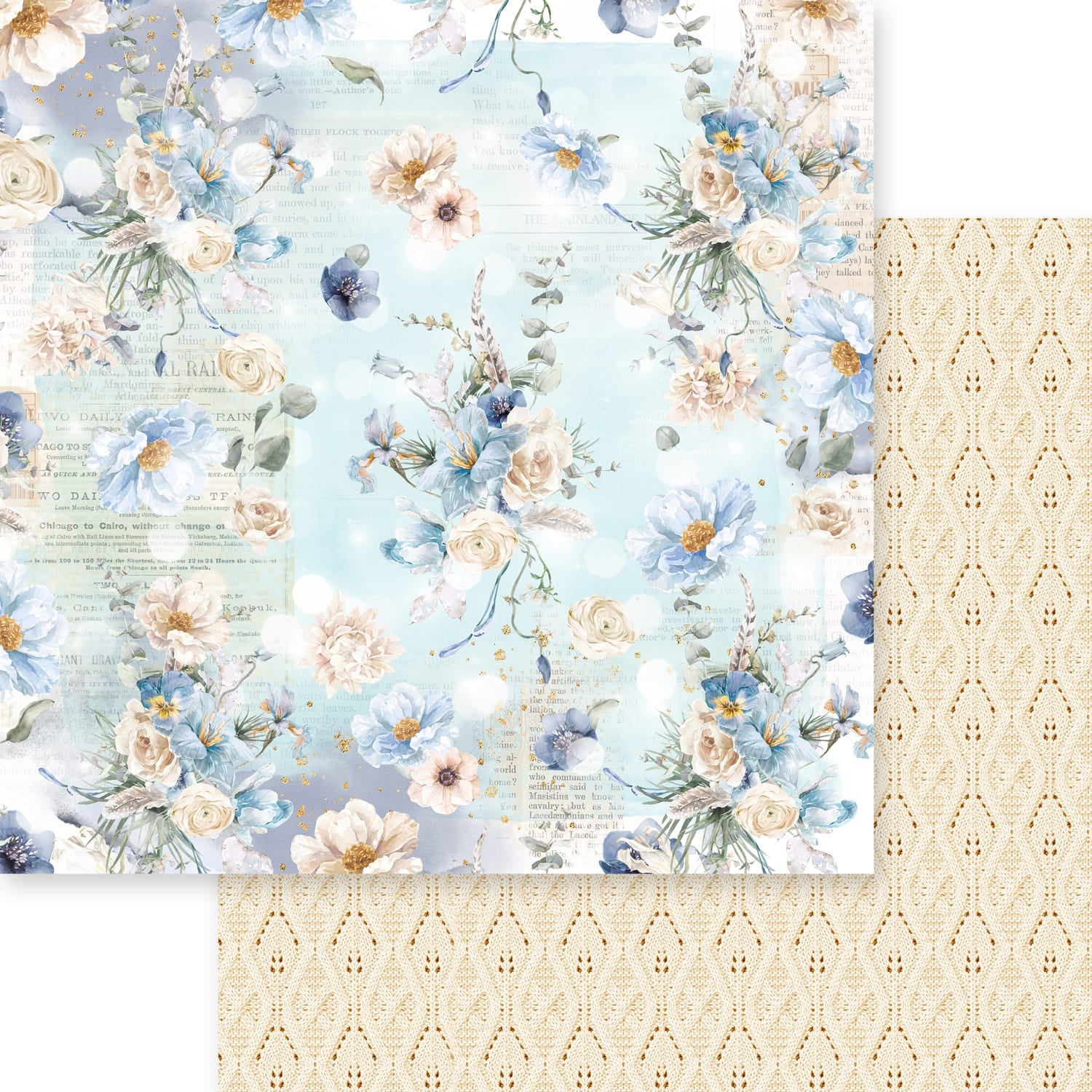 Asuka Studio DUSTY BLUE FLORAL 12”X12” Scrapbook Paper Pack Scrapbooksrus Store