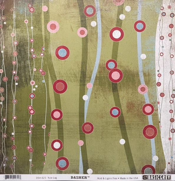 Basic Grey DASHER YULE LOG 12"X12" Scrapbook Paper