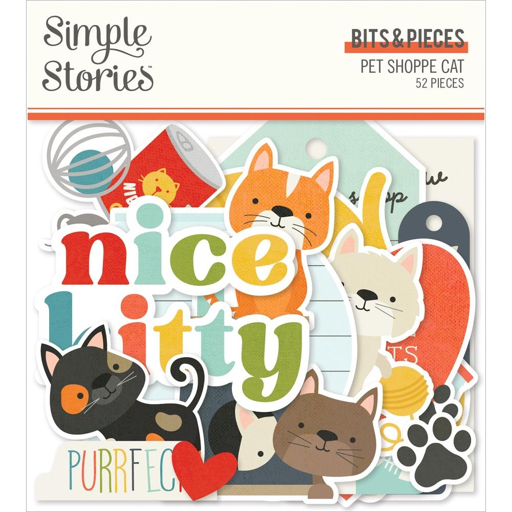 Simple Stories PET SHOPPE CAT BITS & PIECES Die-Cuts 52pc
