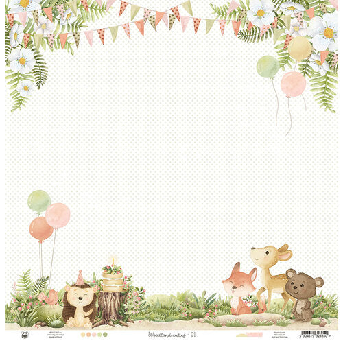 P13 WOODLAND CUTIES 12"X12" Racoon Scrapbook Paper 03