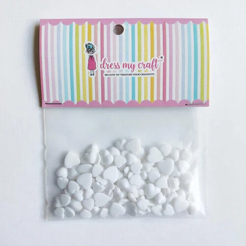 Dress My Craft Water Droplet WHITE HEART Embellishments
