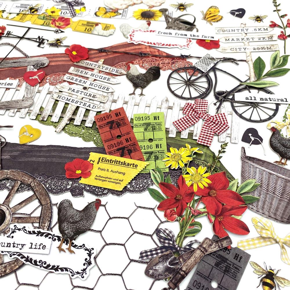 49 and Market Vintage Artistry COUNTRYSIDE LASER CUT ELEMENTS 82pc