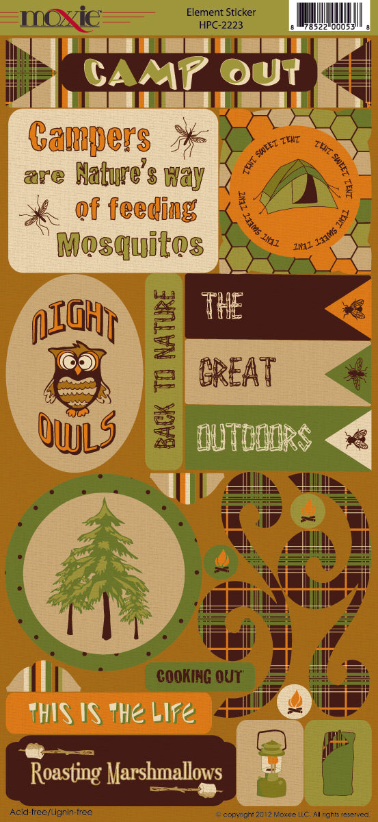 Moxxie HAPPY CAMPER Cardstock Sticker 26pc