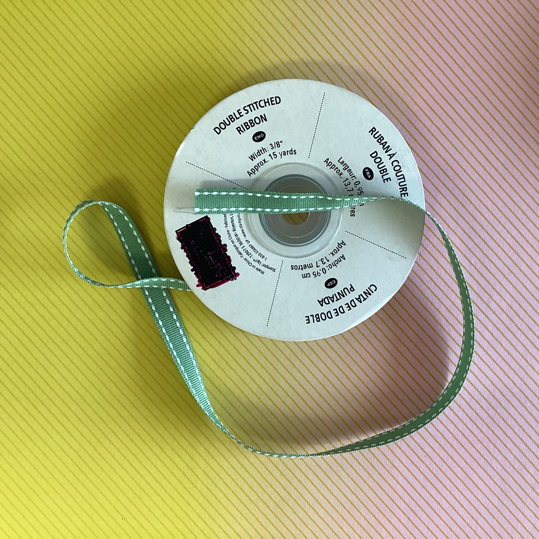 Stampin Up WILD WASABI Ribbon 1 yard Double Stitched @Scrapbooksrus