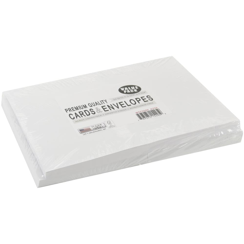 Premium Quality Heavy Cardstock 50 PAPER ENVELOPES AND CARDS White