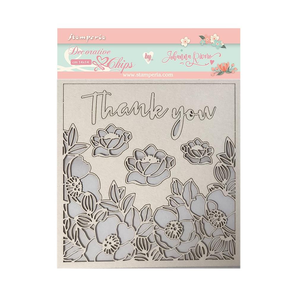 Stamperia Decorative Chips CELEBRATE THANK YOU Chipboard 6pc