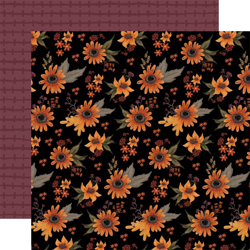 Carta Bella Halloween SPOOKED SUNFLOWERS 12"x12" Scrapbook Paper