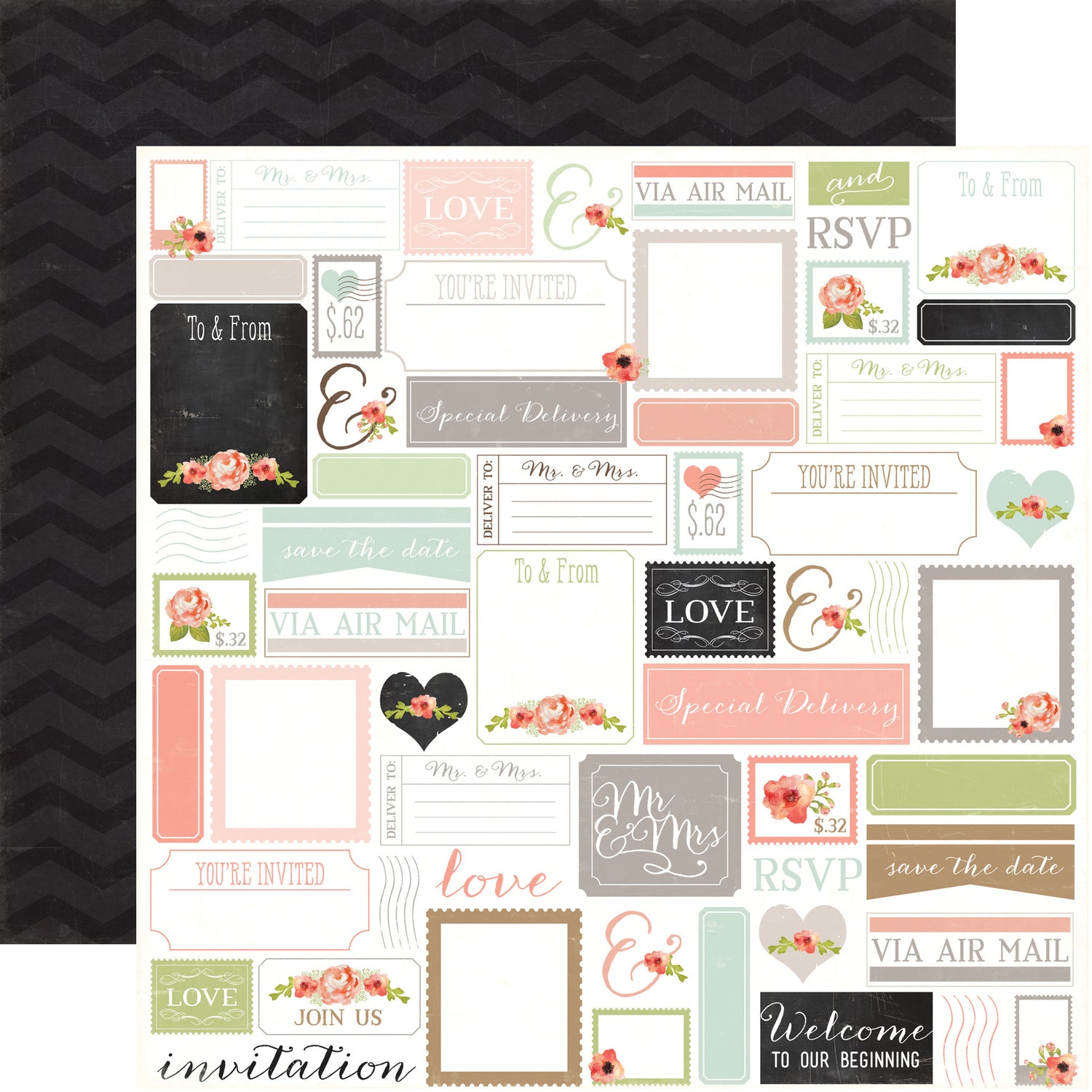 Carta Bella 12"x12" LABELS Rustic Elegance