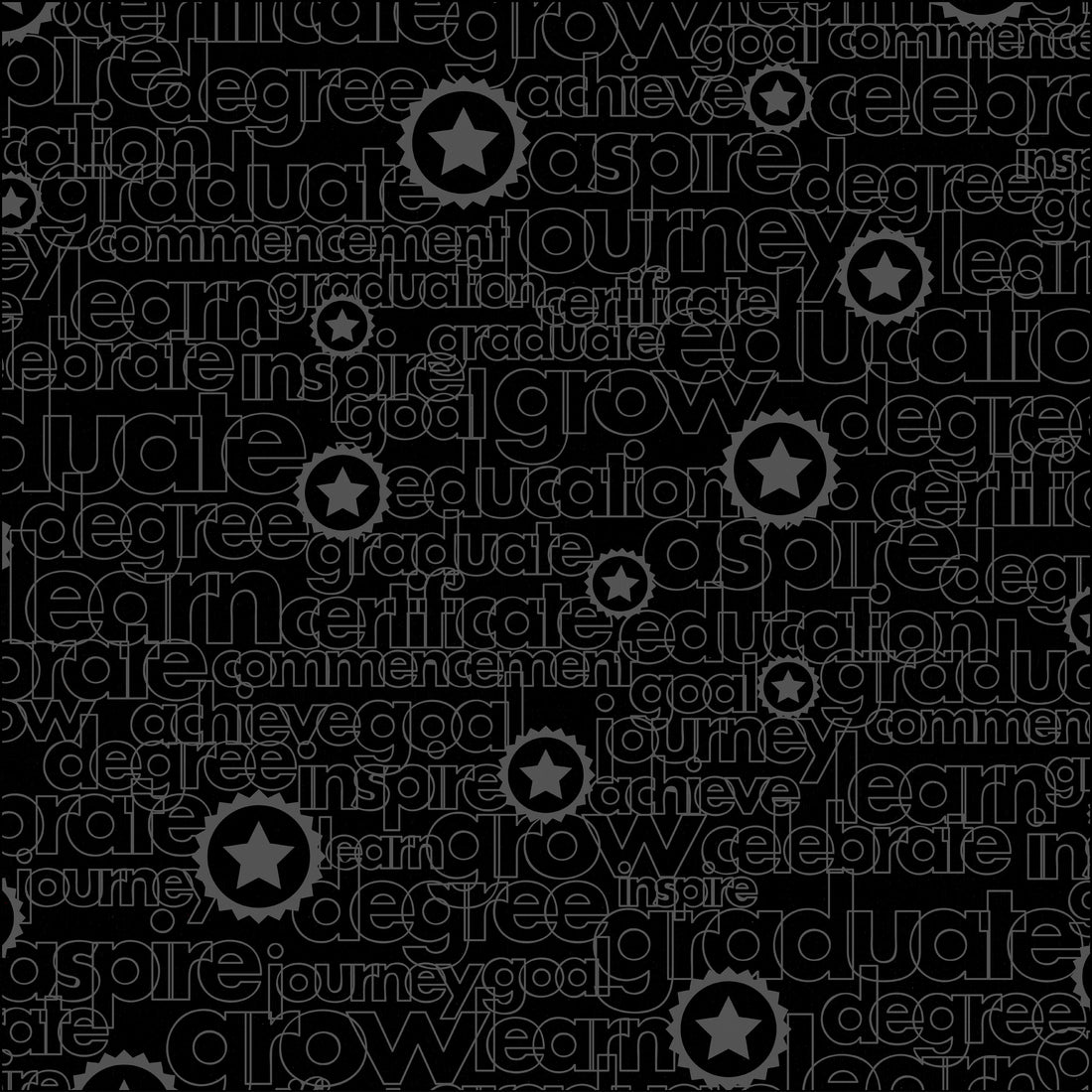 Bazzill 12"X12" GLAZED GRADUATION WORDS BLACKBIRD Cardstock 1 Sheet