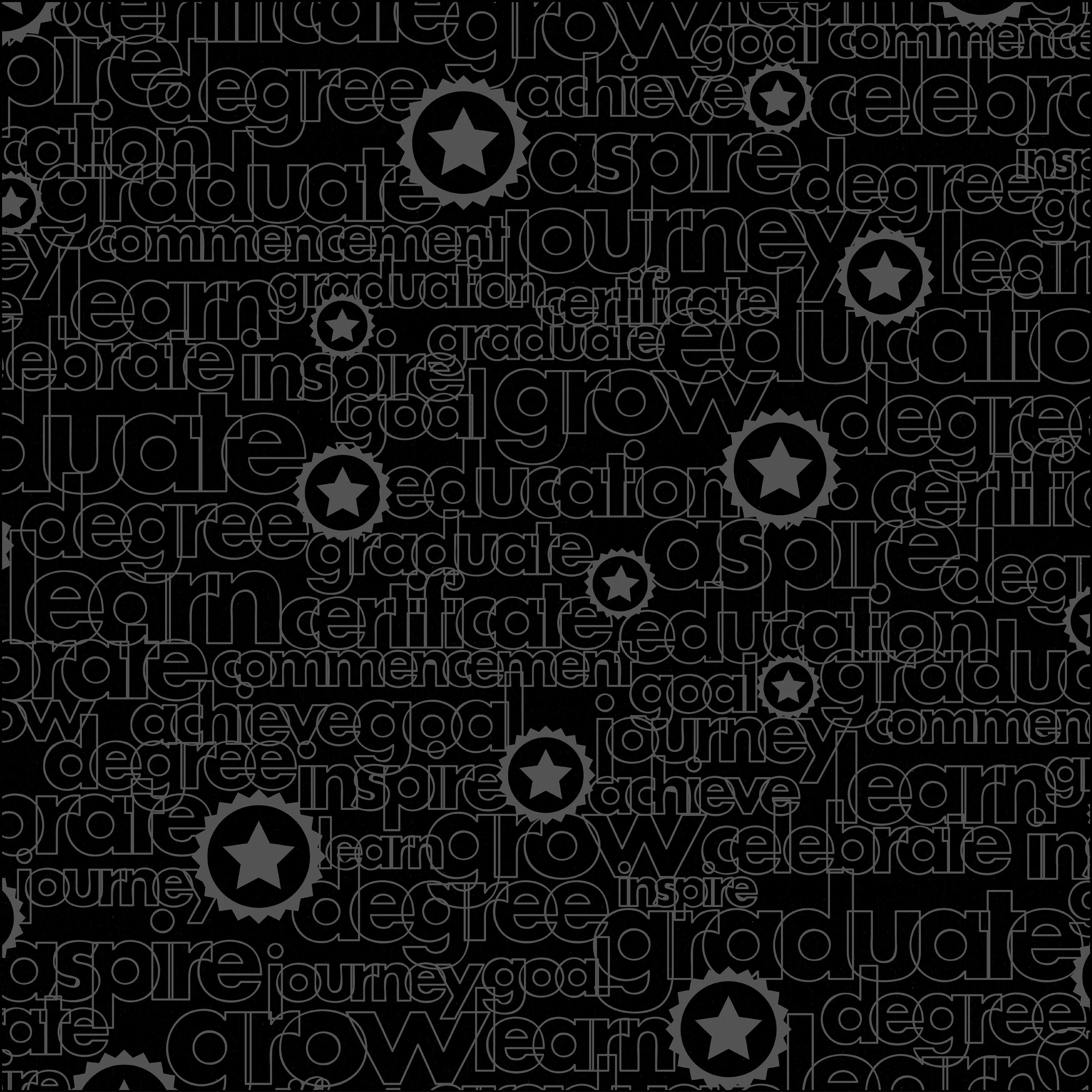 Bazzill 12"X12" GLAZED GRADUATION WORDS BLACKBIRD Cardstock 1 Sheet