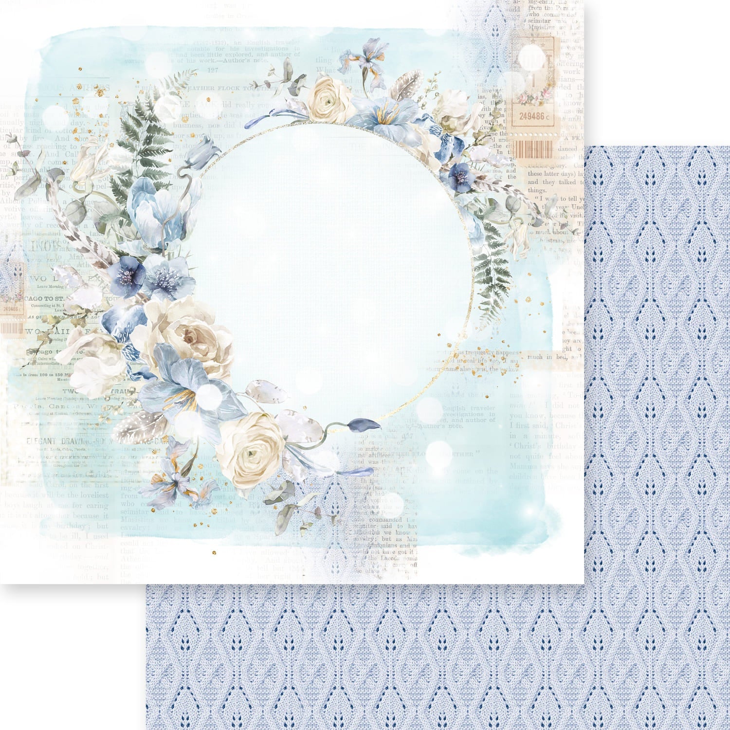 Asuka Studio DUSTY BLUE FLORAL 12”X12” Scrapbook Paper Pack Scrapbooksrus Store
