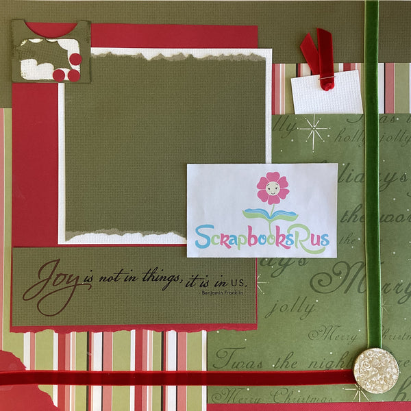 Premade Scrapbook Page JOY (1) 12x12 Christmas