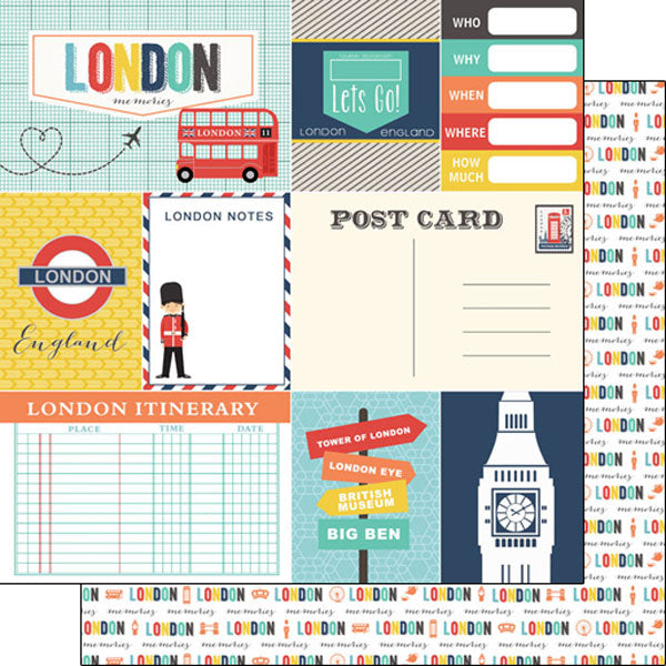 LONDON ENGLAND MEMORIES KIT Papers and Stickers 6pc