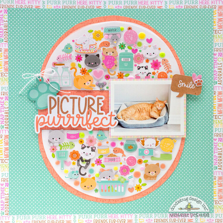 Doodlebug PRETTY KITTY 12"X12" Cat Cardstock Paper
