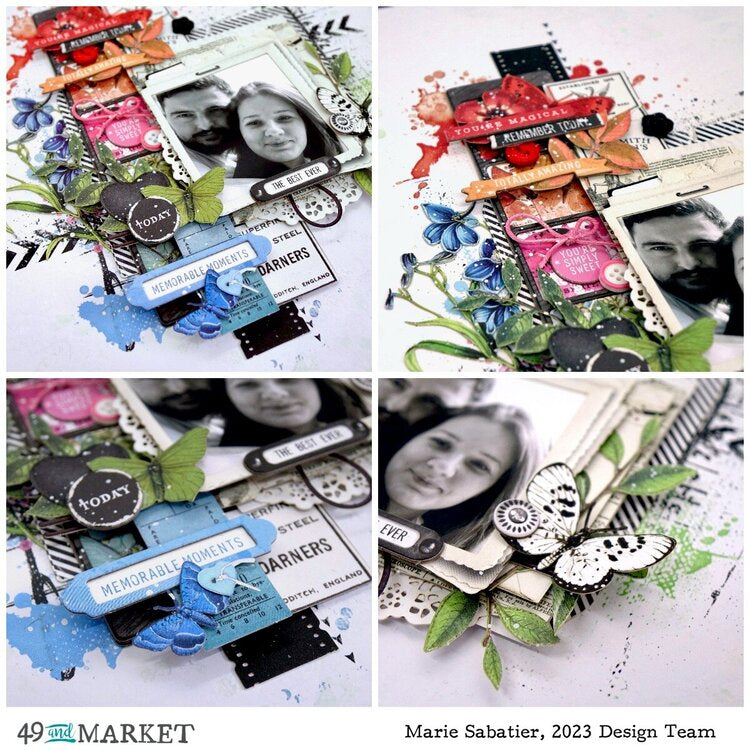 49 and Market SPECTRUM GARDENIA ULTIMATE PAGE KIT (4) Scrapbook Layouts