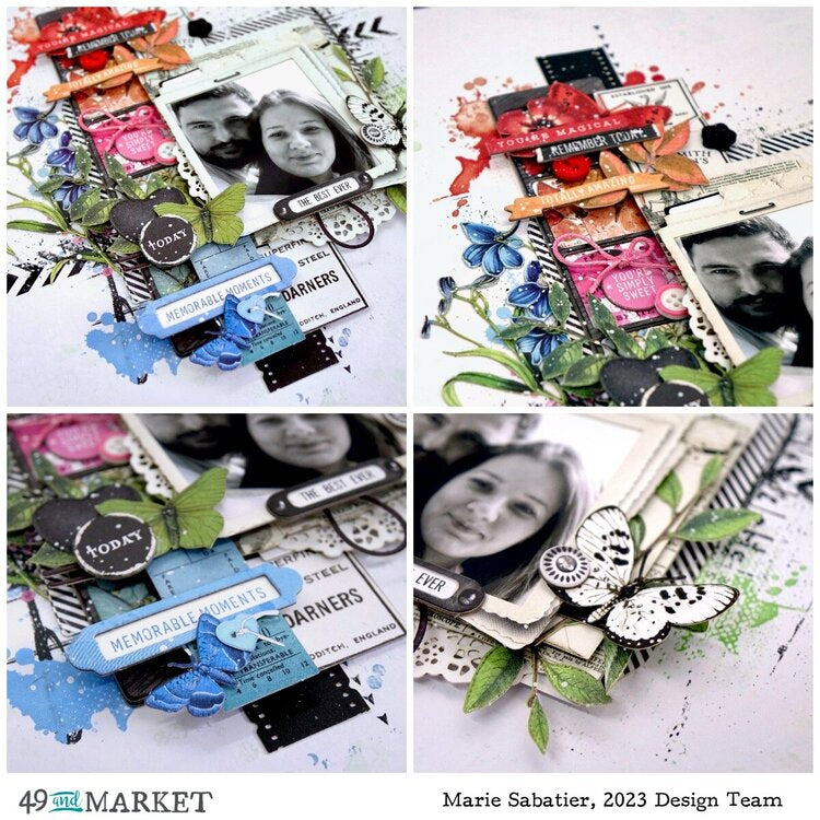 49 and Market SPECTRUM GARDENIA ULTIMATE PAGE KIT (4) Scrapbook Layouts