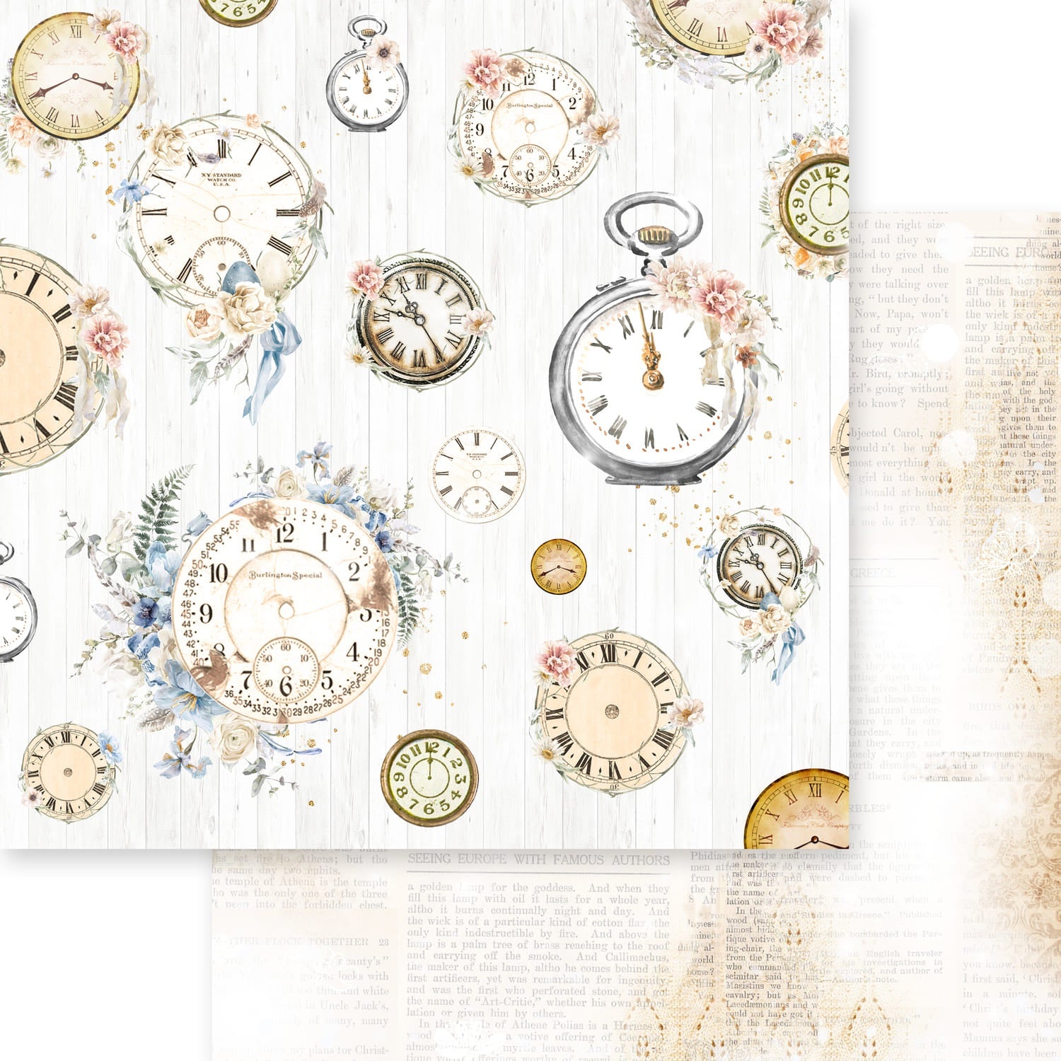 Asuka Studio DUSTY BLUE FLORAL 12”X12” Scrapbook Paper Pack Scrapbooksrus Store