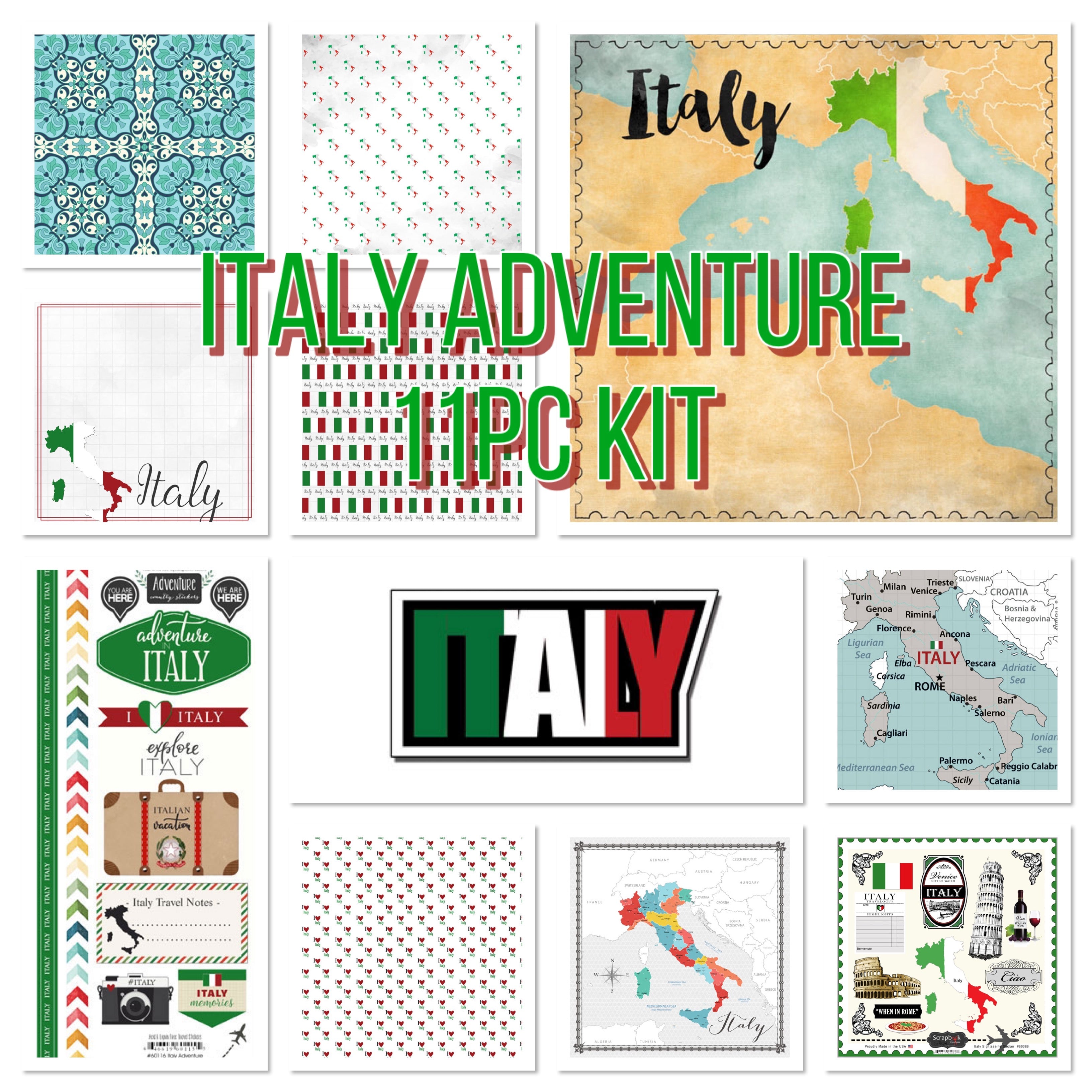 ITALY ADVENTURE SIGHTSEEING KIT Papers and Stickers 11pc