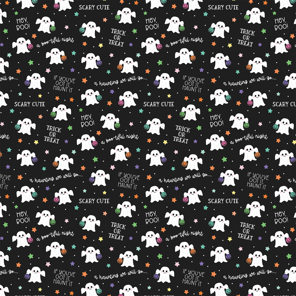 Echo Park Monster Mash HEY BOO 12"x12" Scrapbook Paper