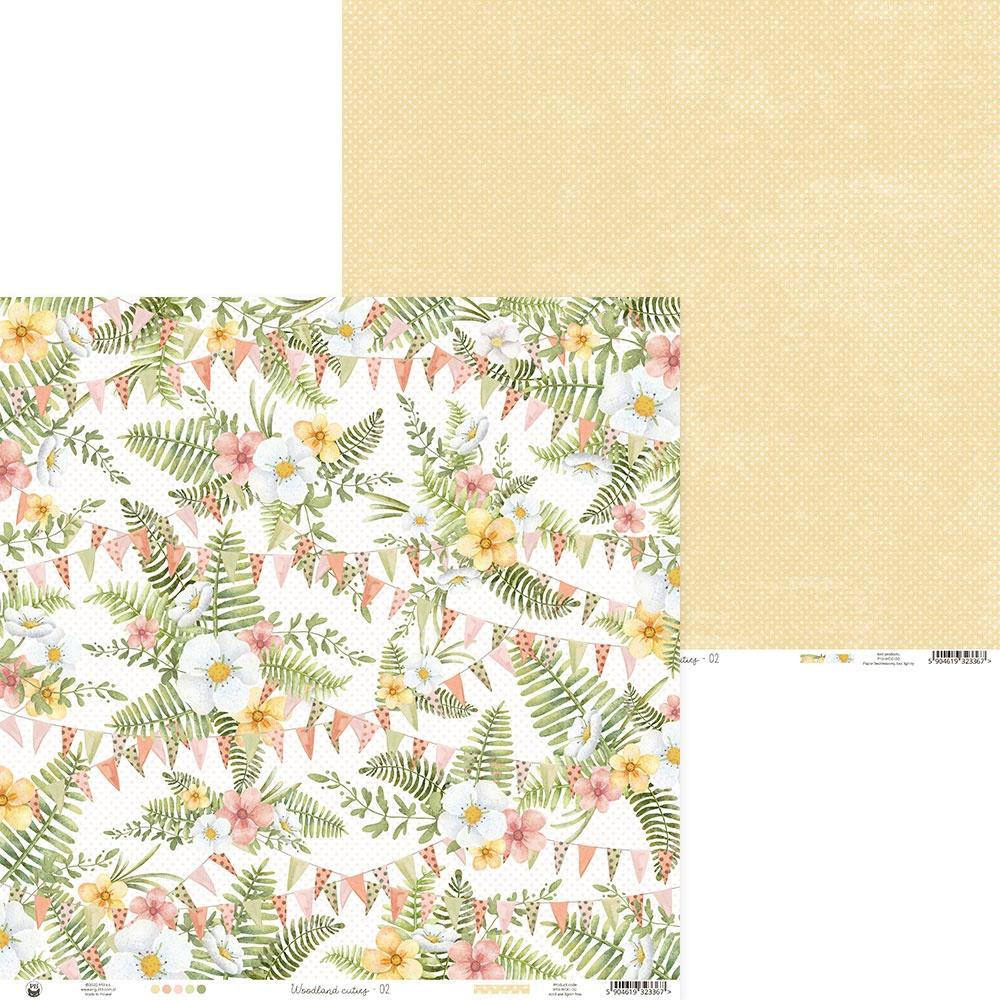 P13 WOODLAND CUTIES 02 12"X12" Bunting Scrapbook Paper