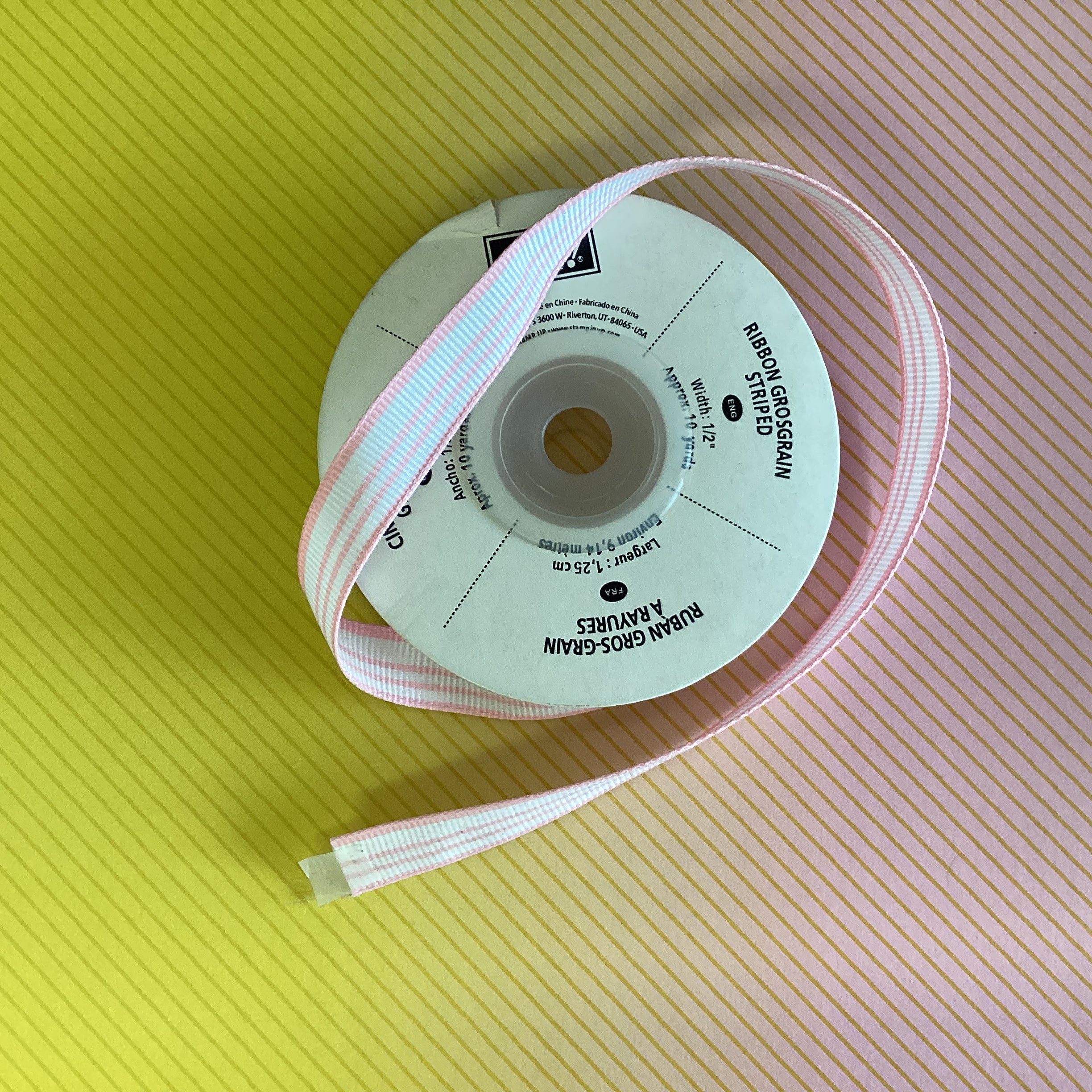 Stampin Up Ribbon 1 yard 1/2" wide GROSGRAIN STRIPED