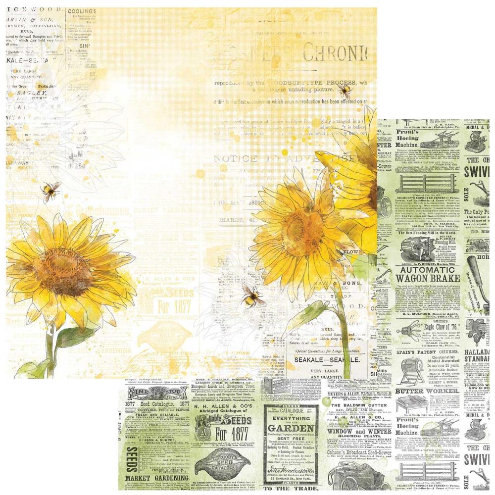 49 and Market Vintage Artistry Countryside GOLDEN FIELDS 12"X12" Scrapbook Paper