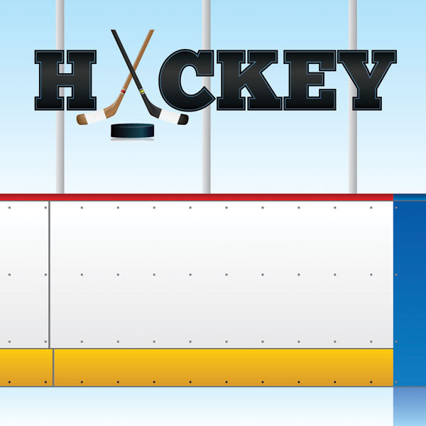 Scrapbook Customs Quick Page HOCKEY LEFT 12"X12" Scrapbook Paper