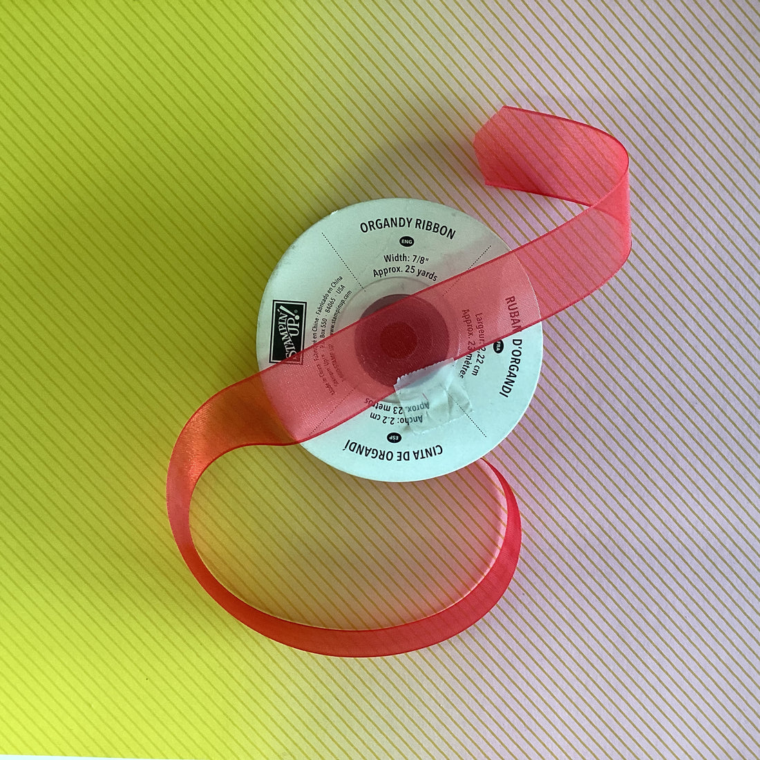 Stampin Up RED Ribbon 1 yard Organdy