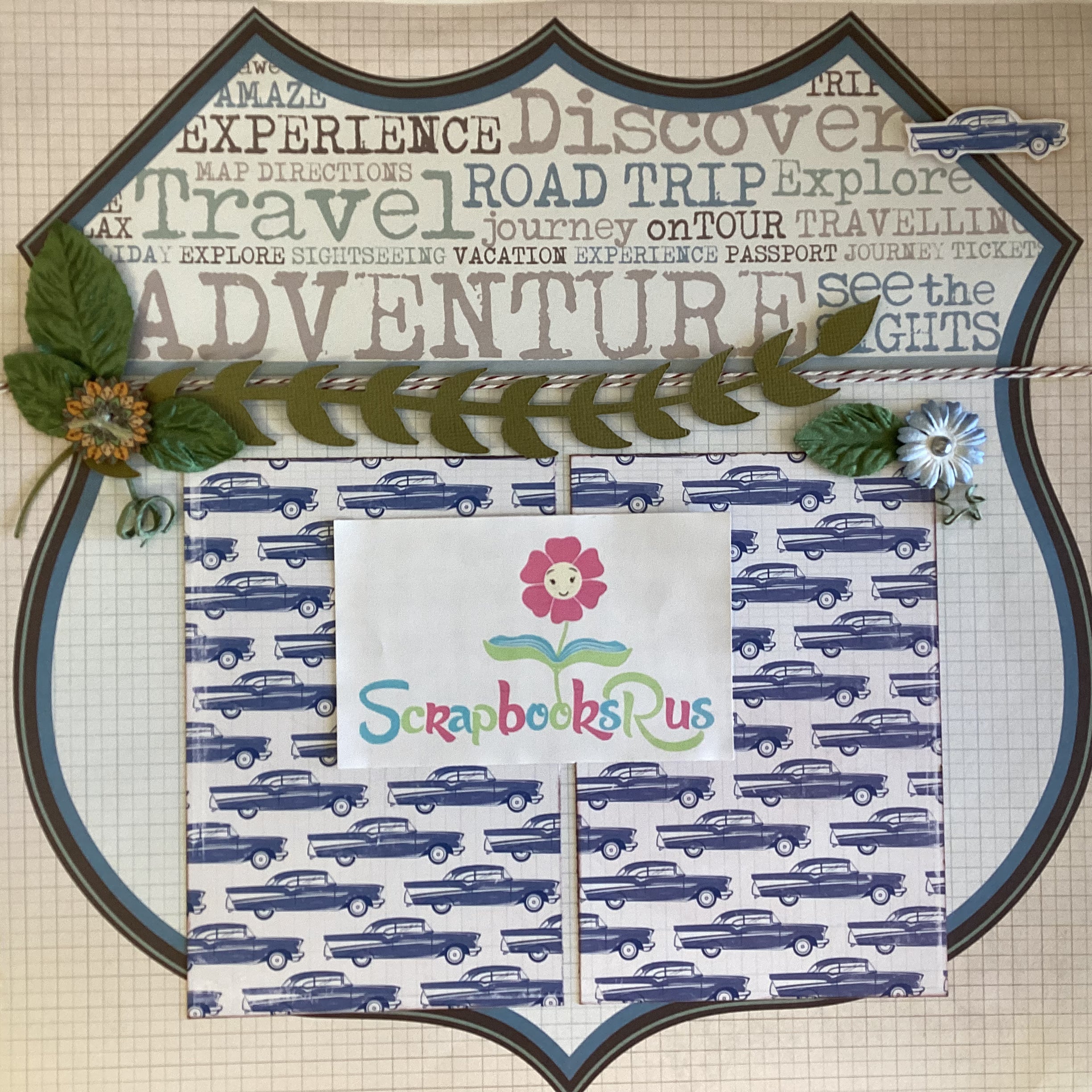 Premade Scrapbook Page ROAD TRIP ADVENTURE (1) 12"x12" Travel